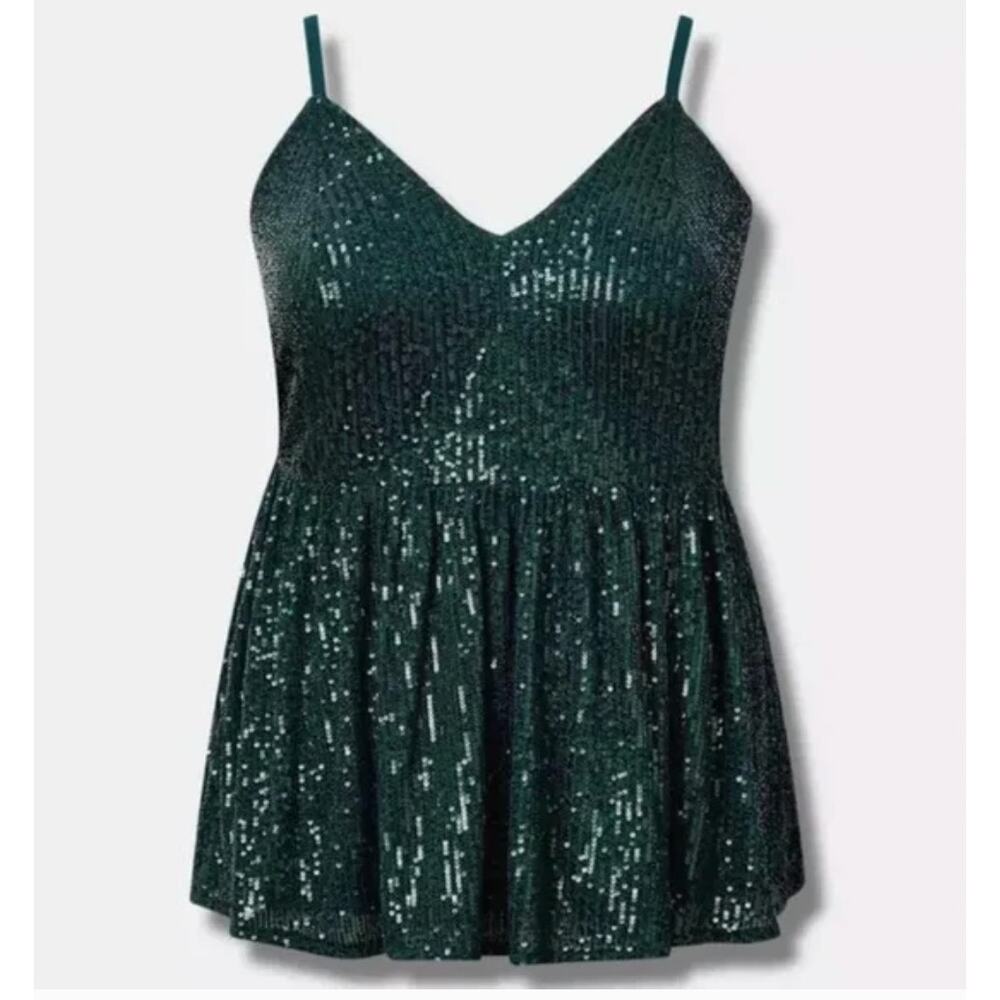 Torrid Sequin Tank Top Green 3X